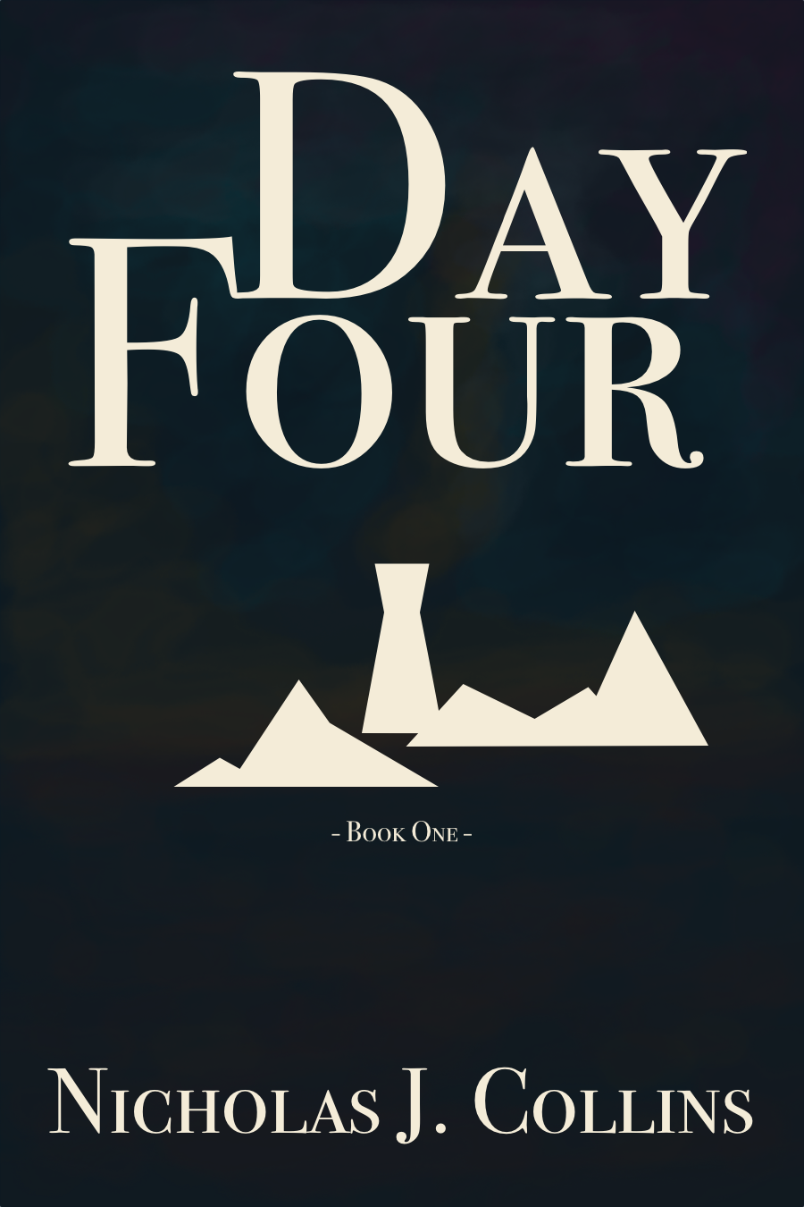 The cover for day four, an abstract tower in the distance surrounded by gloom